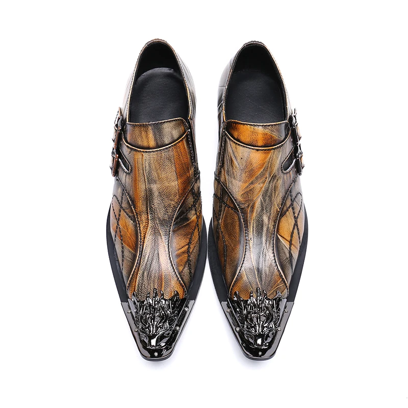 

Мужские модные туфли с двойной пряжкой для вечеринок, цвета: красный, белый, без шнуровки, из натуральной кожи, с острым носком, под формальное платье