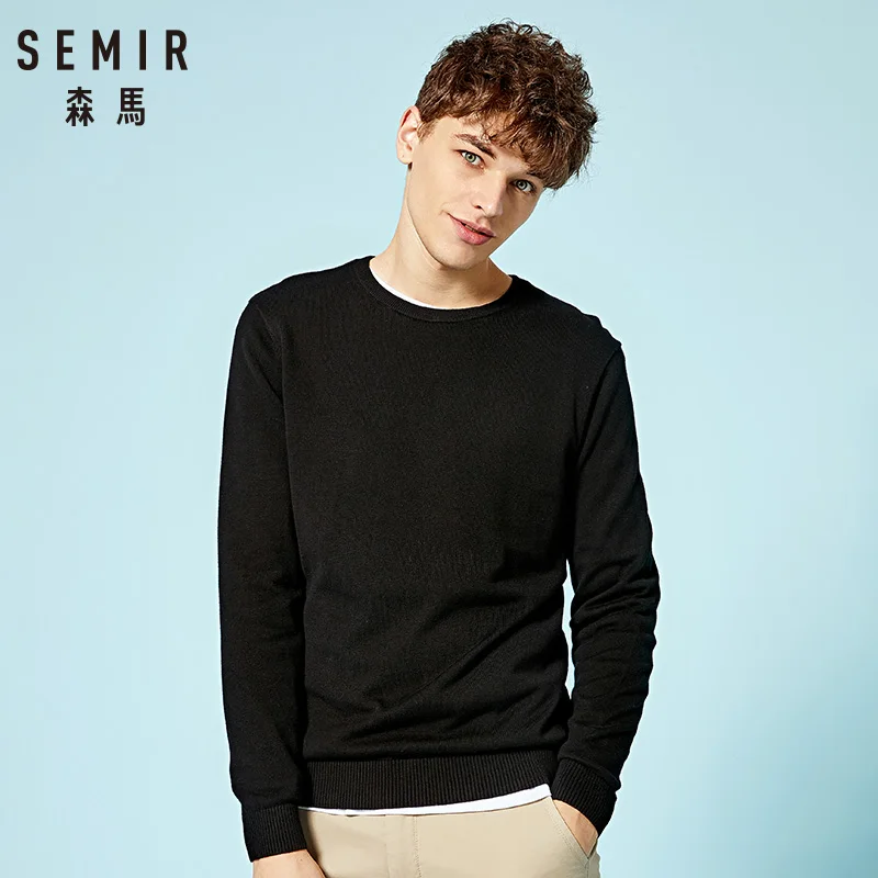 SEMIR брендовый шерстяной свитер для мужчин Осенняя мода длинный рукав вязаный пуловер мужской кашемировый свитер одежда высокого качества