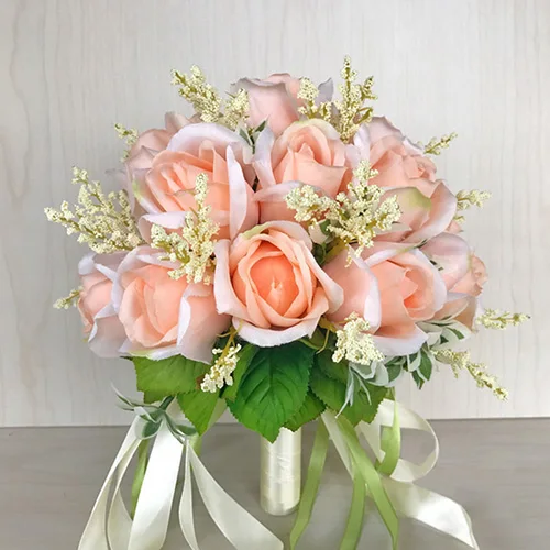 Champagne Bouquet YO CHO Свадебные букеты шелковые розы Белый Розовый Свадебный букет для подружек невесты Искусственные цветы Свадебные принадлежности Свадебный декор - Цвет: Champagne Bouquet