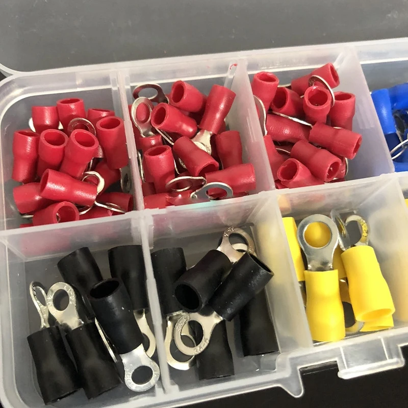 102 шт. 10 видов Rv Кольцо клеммный Электрический обжимной соединитель Комплект