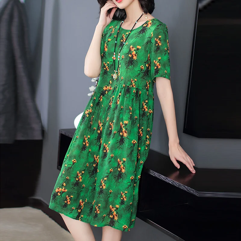 Женское шелковое платье в стиле ретро элегантное национальном с цветочным