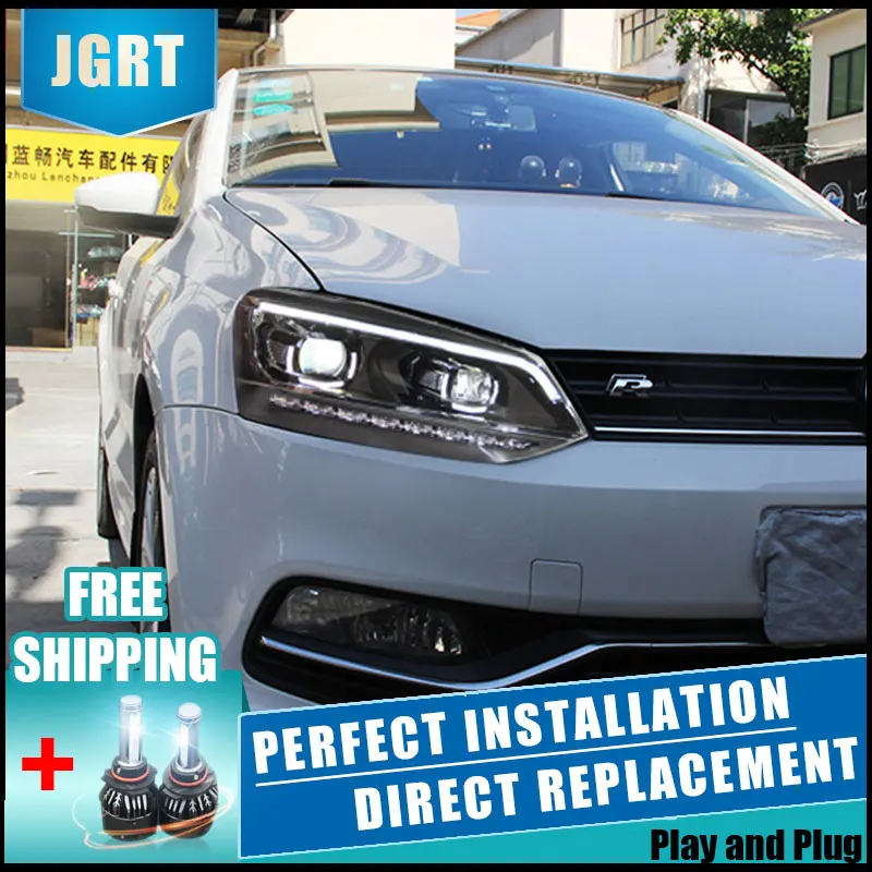 2 шт. светодиодный фары для VW Polo 2011 2017 Автомобильный свет двойной ксеноновые линзы
