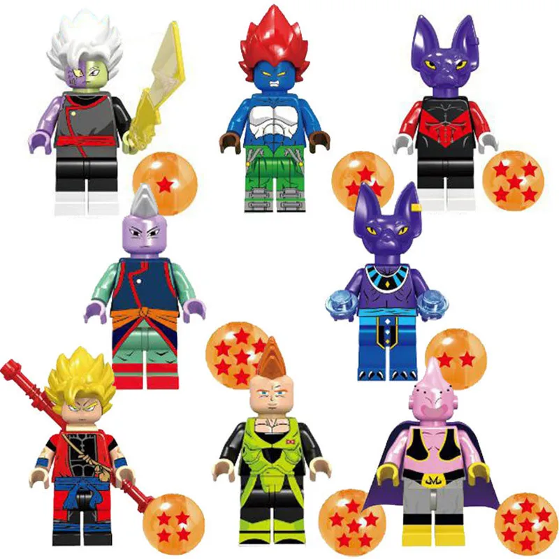 8 шт./лот Dragon Ball фигурка Z Son Goku Vegeta Master Roshi Krillin строительный блок брендовые фигурки Набор моделей игрушки для детей - Цвет: 8Pcs Block 8