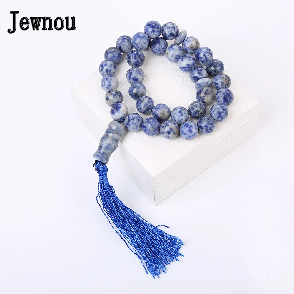 Jewnou синий Veinstone мусульманские четки для молитвы ислам Tespih 33 Tibetaanse Природный Оникс