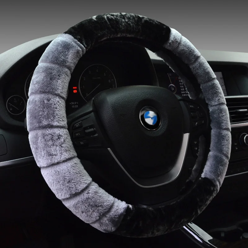 Фото High Density Wool Winter Steering Wheel Covers Soft Plush Automobile Car Steering Wheel Cover for 35 36 37 38 39 40 diameter №3
