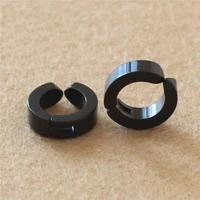 size 4mm9mm round trendy brief 316l stainless steel black vacuum plating men earring clips earrings jewelry no fade