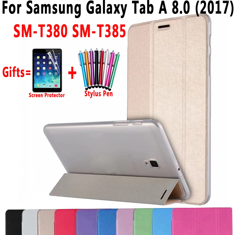 Чехол для Samsung Galaxy Tab A 8 0 2017 сверхтонкий трехскладной смарт чехол с функцией