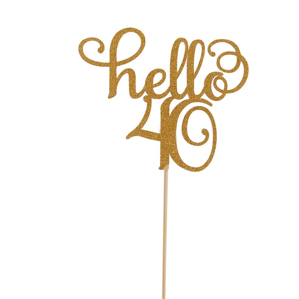 1 шт. с золотым блеском Hello 30/40/50/60th торт топпера для съемки в стиле вечеринки честь