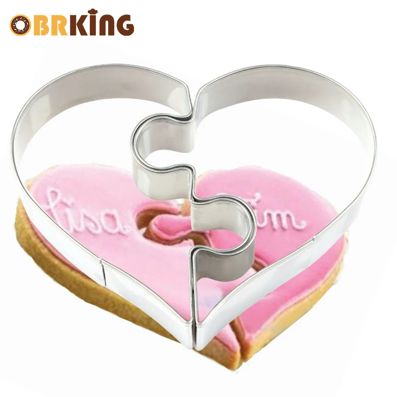 OBRKING 2 шт./компл. комбинированные Love heart Puzzle формы для печенья кондитерские