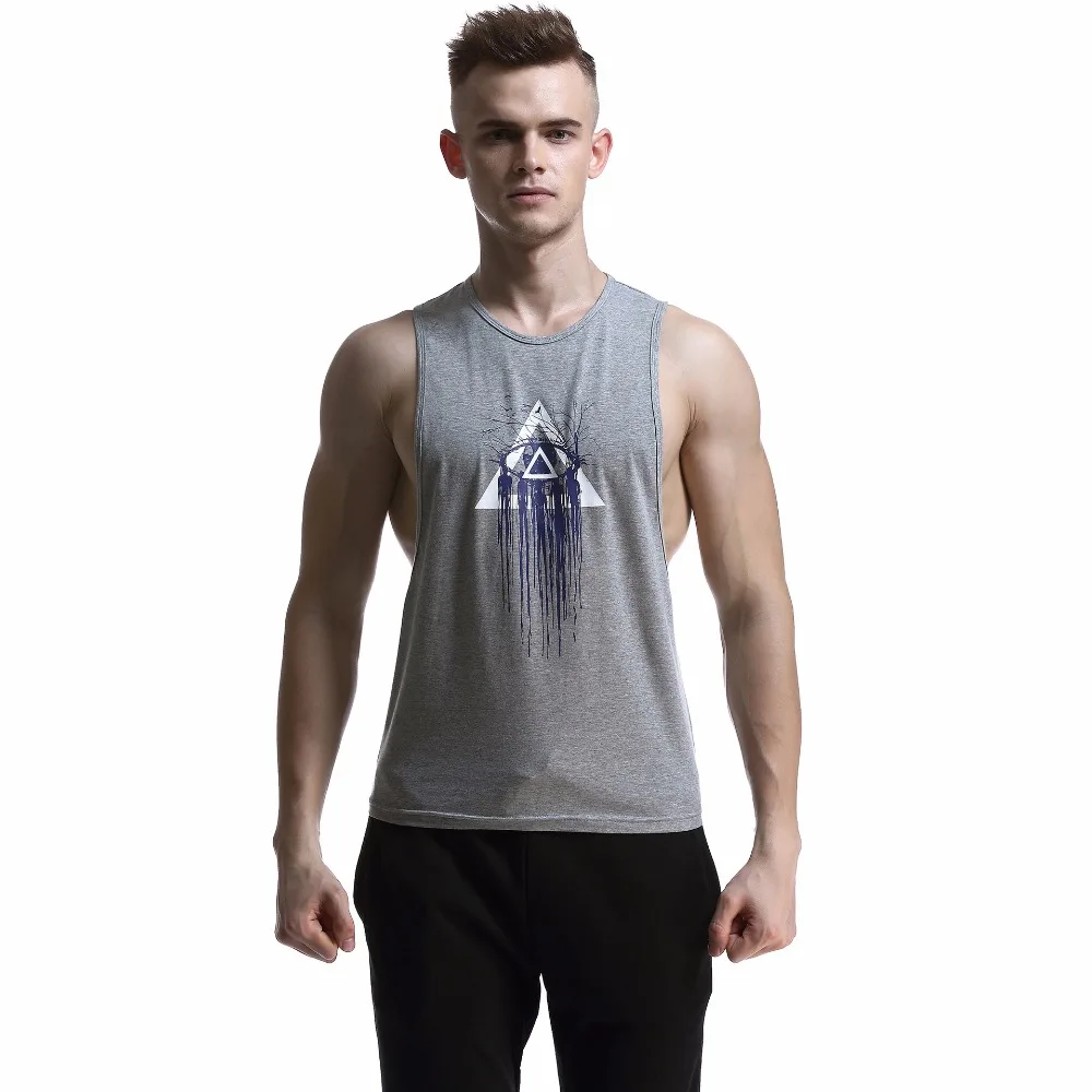 

Undershirts Men SEOBEAN NEW Mens cotton Hot Sleeveless Vest Printed Tank Top Tee T-shirts grey color