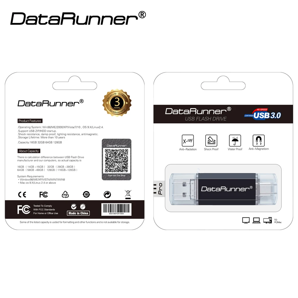 DataRunner OTG USB флеш-накопитель 3 в 1 type-C &amp Micro usb 0 16 ГБ 32 64 128 256 Гб флешки | Компьютеры и