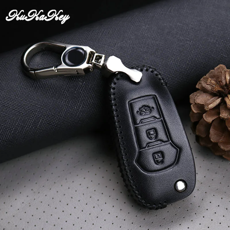 Чехол для автомобильного ключа пульта из натуральной кожи Ford Fiesta Focus 3 4 MK3 MK4 Mondeo