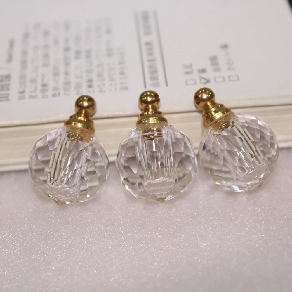 Natural white crystal perfume bottle polyhedron facet Pendant clear quartz Jewelry Necklace Gift for women | Дом и сад