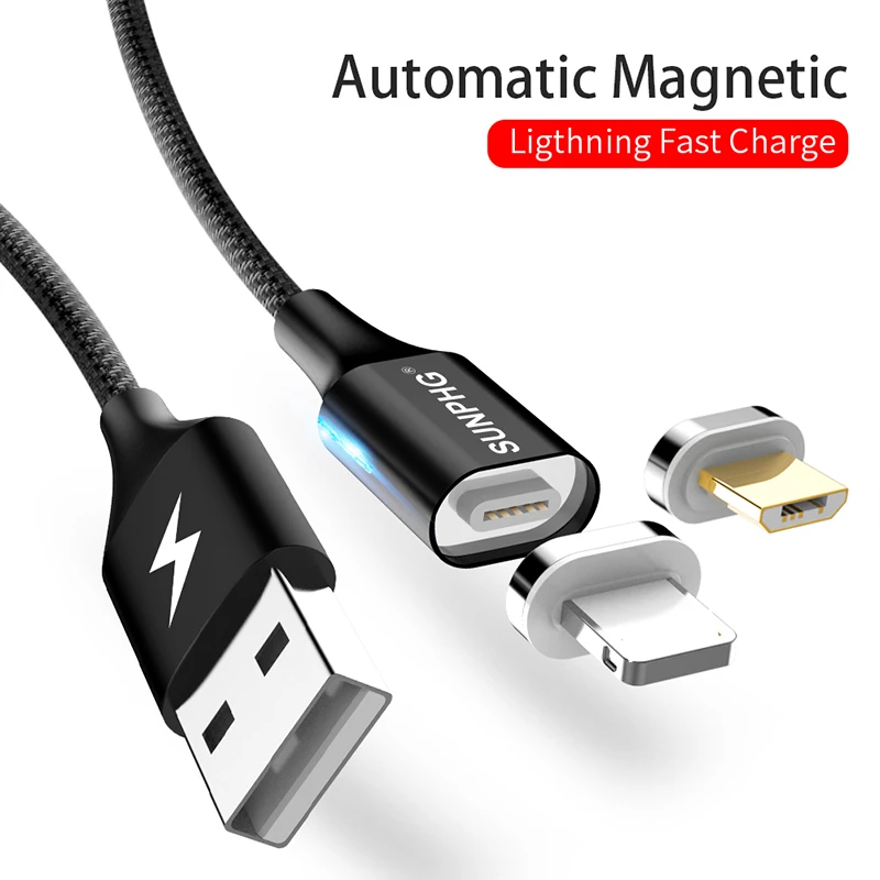 Магнитный зарядный кабель для телефона SUNPHG для samsung Android A7 A6 на Galaxy S7 Micro usb 3A Быстрая зарядка линия передачи данных для iPhone x 8p 1 м