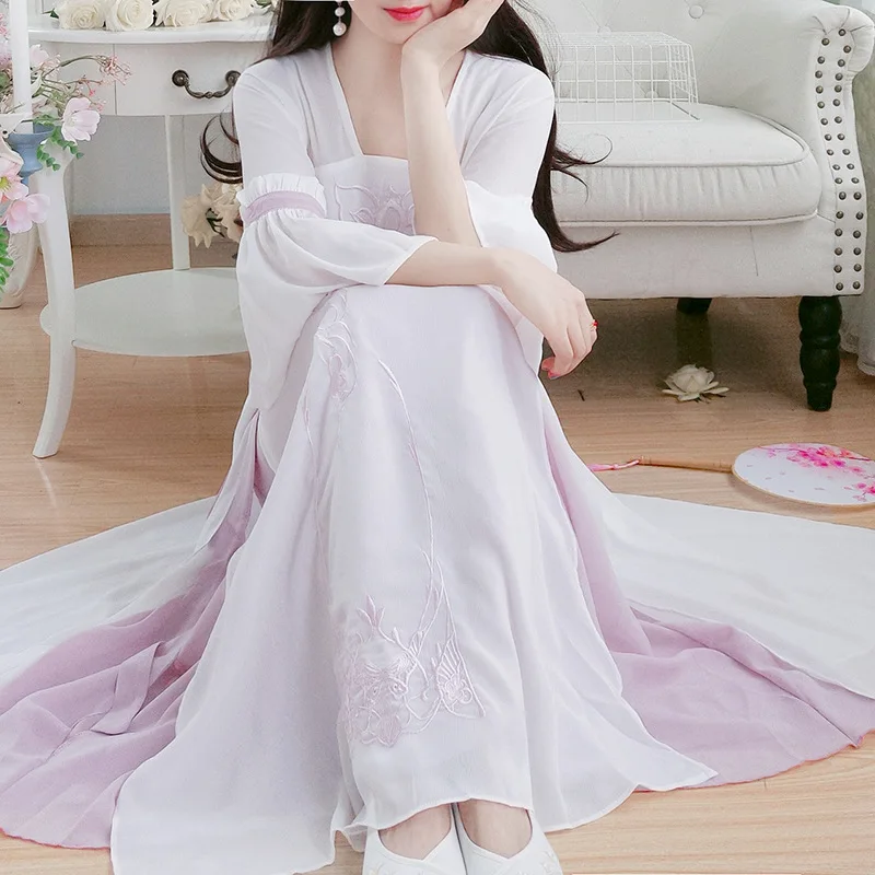 Новое модное женское платье Hanfu платья в китайском стиле платье с вышивкой