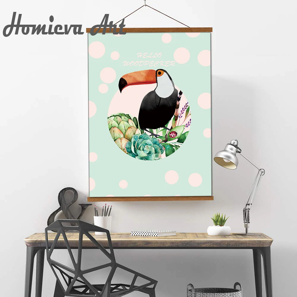 Мультфильм плакат Милый дятел украшение холст художественные плакаты и принты