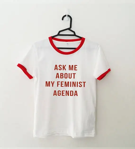 Новое поступление женская футболка с надписью ASK ME ABOUT MY Феминистская программа