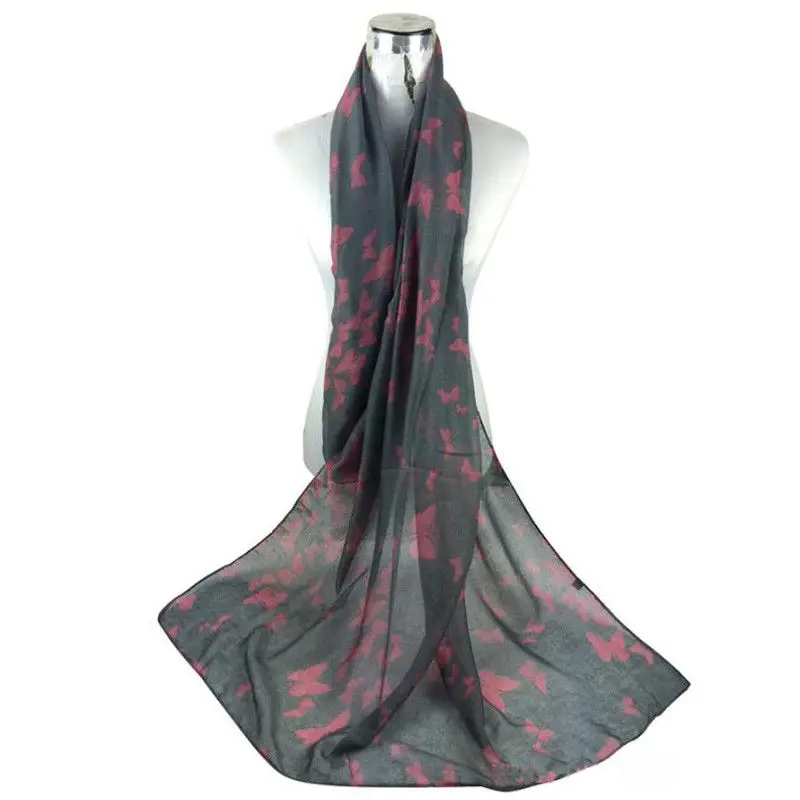 Женские шарфы из мягкого хлопка и полиэстера с модным принтом бабочки|Женские