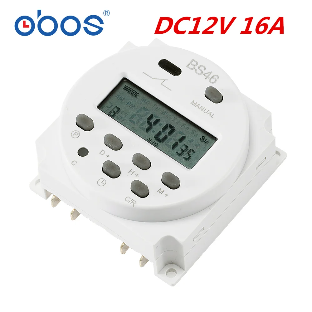 DC12V OBOS CN101A AC 220 В 230 в 240 В цифровой ЖК-дисплей таймер питания программируемый реле времени 16A таймеры CN101 таймер DC12V DC24V - Цвет: DC12V