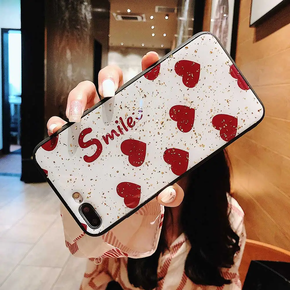Boucho Gold Foil Love Phone Case For iphone XS MAX XR Cover letter smile Cases X 8 7 6S 6 Plus Soft Silicone |