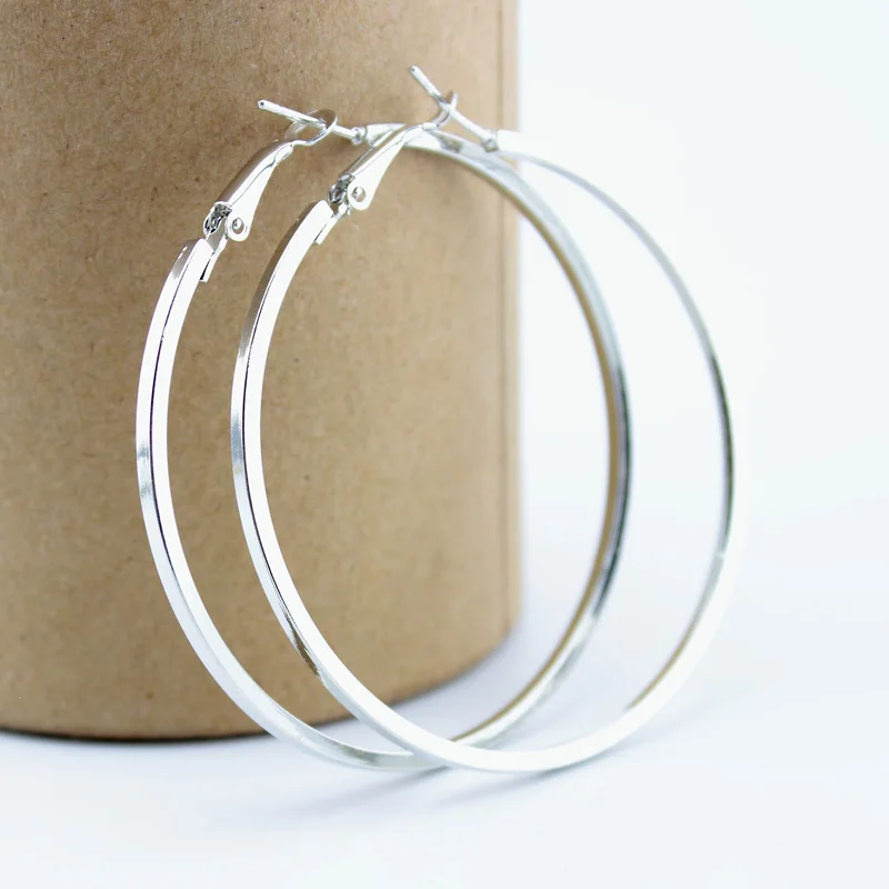 

Серьги-кольца женские серебристые, 40/50/60 мм, 1 пара