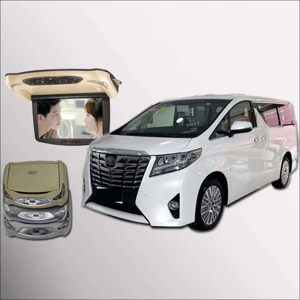 

BigBigRoad For TOYOTA Alphard Car Roof Mounted Monitor LED Digital Screen Support HDMI USB FM TV Game IR Remote Flip Down DVD