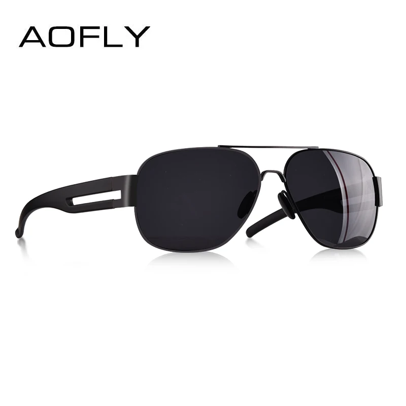 AOFLY, мужские солнцезащитные очки, фирменный дизайн, металлическая оправа TR90, дужки, негабаритные, поляризационные, мужские солнцезащитные очки для мужчин, gafas oculos masculino - Цвет линз: C1Black
