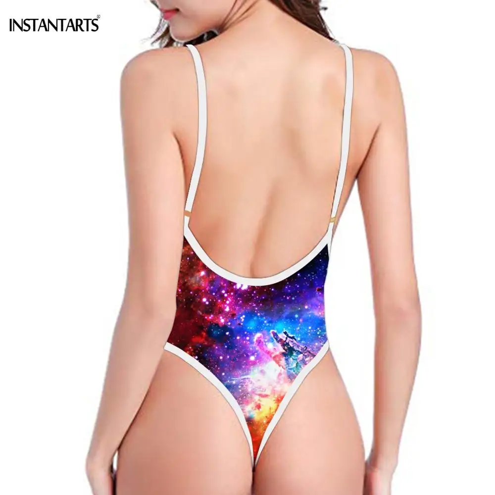 INSTANTARTS Space/Universe/Galaxy/Nebula печатные парные купальные костюмы для женщин глубокий v