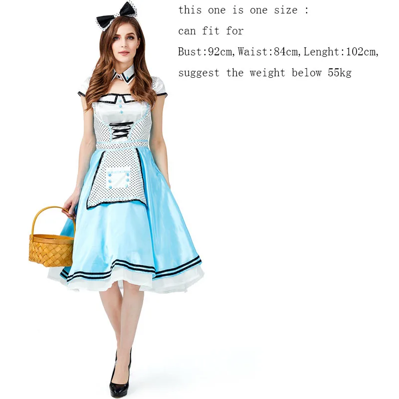

Movie Alice In Wonderland Alice Maid Costume for Adult Women Halloween Alice Princess Cosplay Uniform Fantasias Fancy Dress