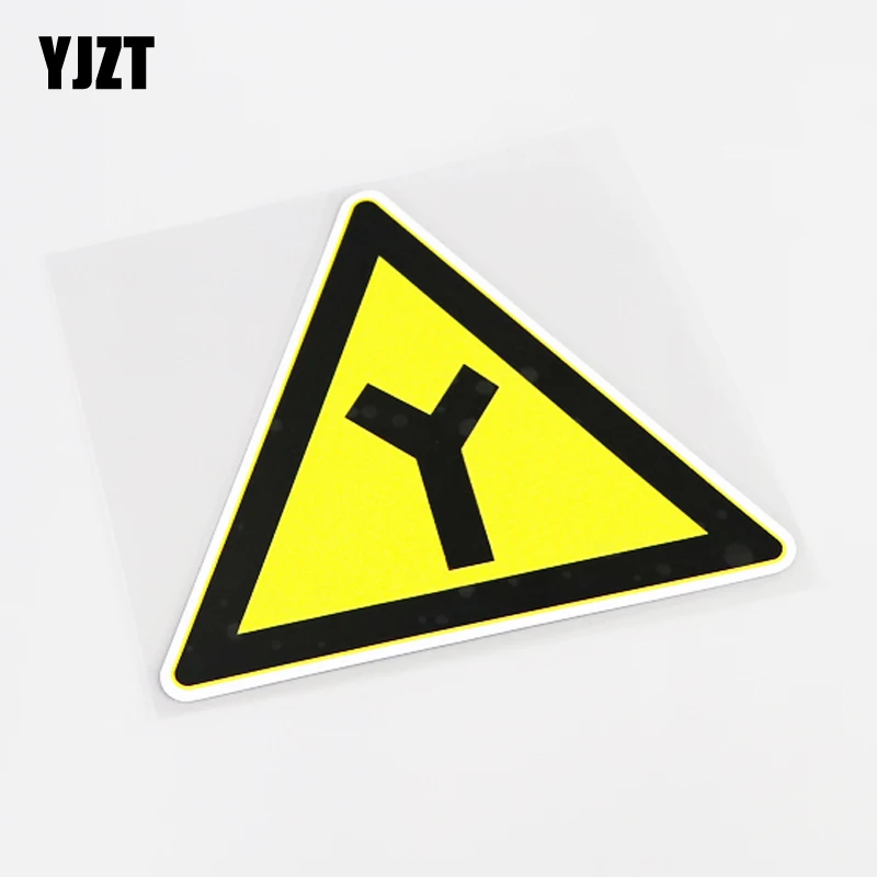 

YJZT 13CM*11.1CM Fashion Warning Mark Y-shaped intersection PVC Car Sticker Decal Graphical 13-0888