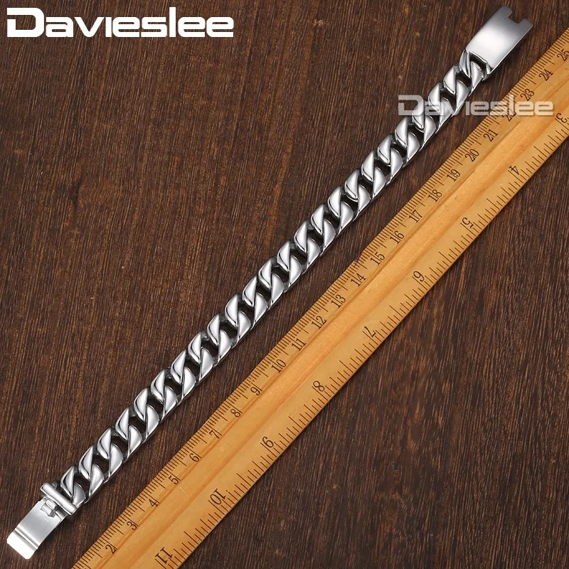 Davieslee мужской браслет с цепочкой из нержавеющей стали 316L браслеты для мужчин серебристого и золотого цвета никогда не выцветшие 11 мм 20 см DLHB139