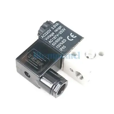 

AC220V 3V1-06 3 Port 2 Position 1/8" BSP Normally Closed Solenoid Air Valve Coil Led