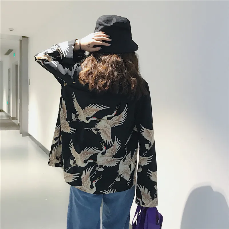 Женские рубашки Ulzzang японская кавайная Дамская однобортная рубашка с принтом