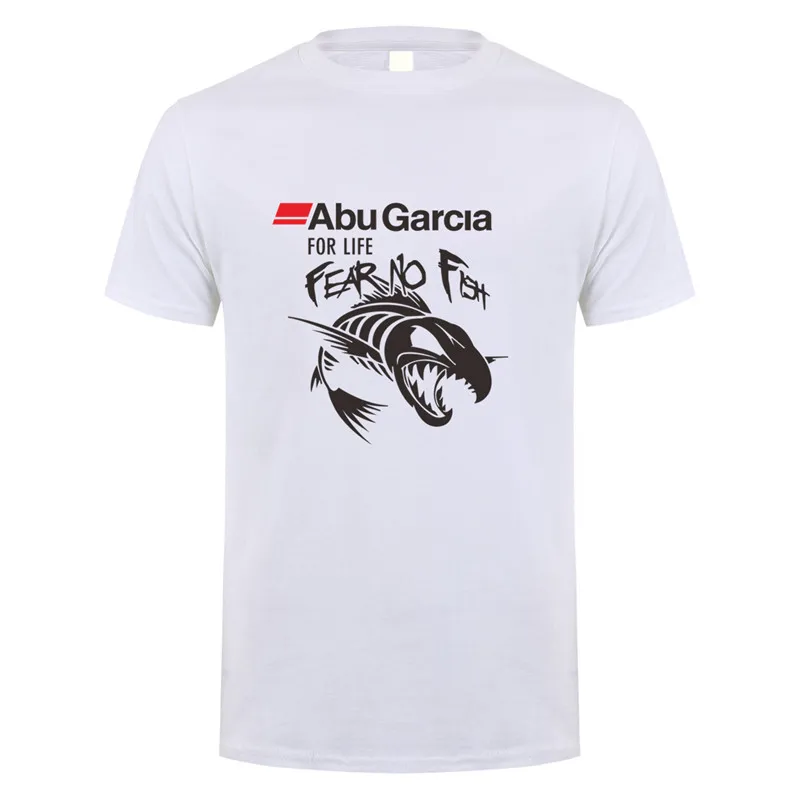 White Abu Garcia Fear No Fish футболка мужская с коротким рукавом Хлопок Abu Garcia For Life футболка мужские футболки DS-052 - Цвет: White