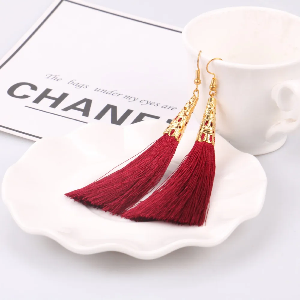 LZHLQ этнические длинные хлопковые серьги с кисточками для женщин 2019 модные