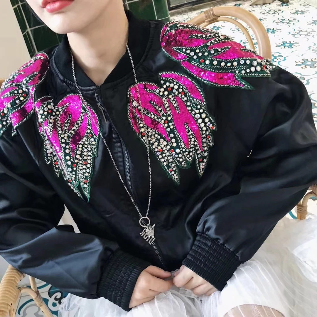 Kpop jin suga Европейская сеть красная тяжелая осенне зимняя расшитая стразами куртка