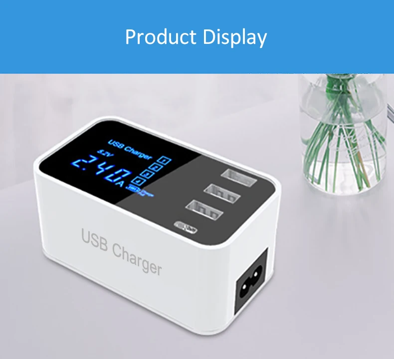 Сетевое зарядное устройство с 4 портами USB Type C и светодиодным дисплеем|Зарядные