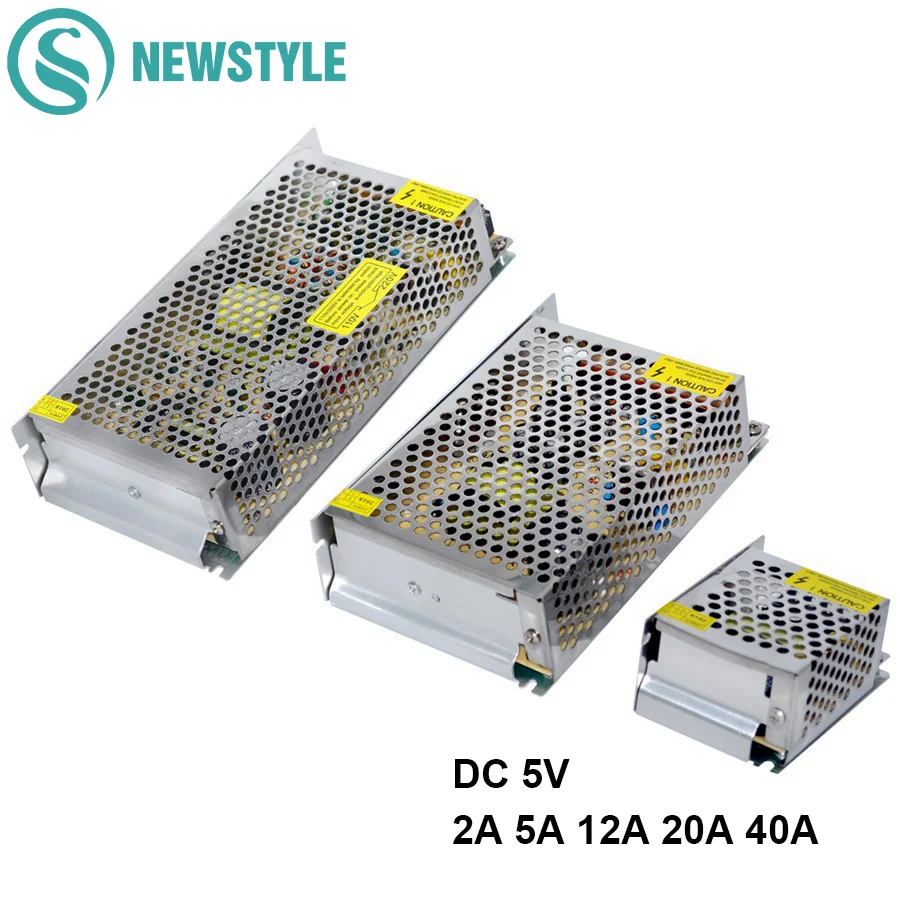 DC5V светодиодный драйвер Питание 2A 5A 10A 12A 40A Трансформеры освещения для SMD 5050