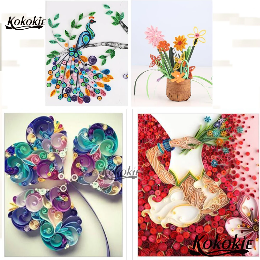 3d quiling papier в крафт-бумаге DIY рулон материалы для бумажного моделирования декоративный набор инструментов ручной прокатки полосы Павлин украшения дома