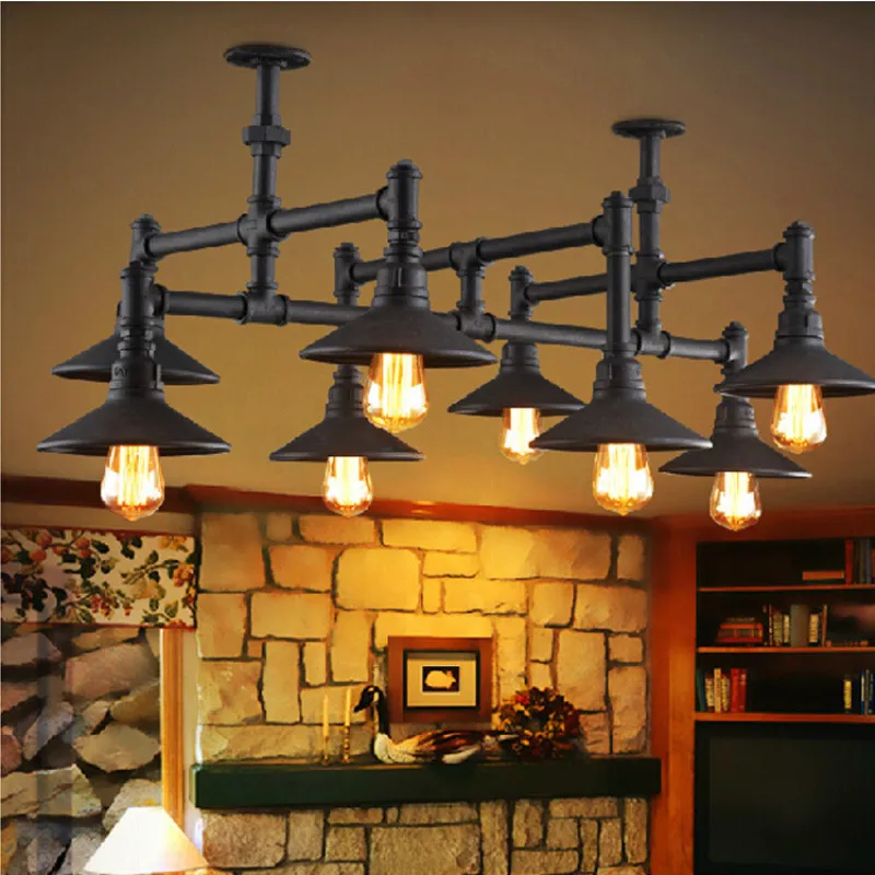 Goede Industriële Waterleiding LED Hanglamp Woonkamer Creatieve Amerikaanse Land Smeedijzeren Restaurant Bar Tafel Retro LED Lamp