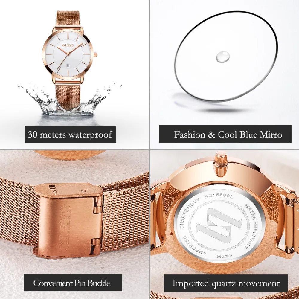 

OLEVS Brand Rose Gold Quartz Women Watches Luxury Steel Clock Bracelet Ladies Calendar Wrist Watches Female Sport Relogio Reloj