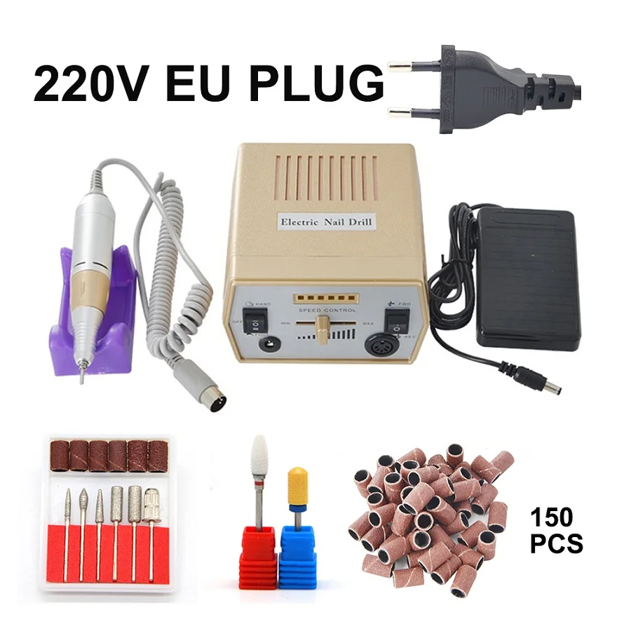 gold EU plug 150B2D5 Золотой электрический сверлильный станок для дизайна ногтей, Профессиональный аппарат для маникюра, оборудование для дизайна ногтей, оборудование для педикюра и маникюра - Цвет: gold EU plug 150B2D5