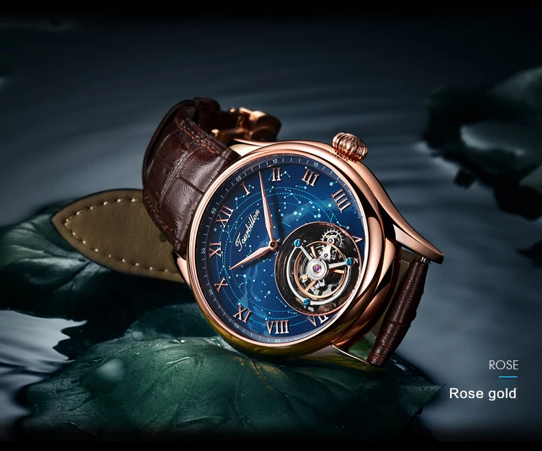 Топ Роскошные Tourbillon Мужские механические часы Звездное небо циферблат оригинальные настоящие Tourbillon движение часы relogios masculinos