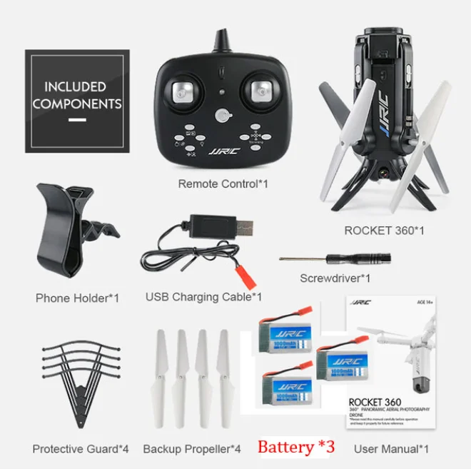 JJR/C JJRC H51 RC вертолет ракета-как 360 wifi FPV селфи Дрон-Квадрокоптер с камерой HD 720P высота удержания RC Квадрокоптер - Цвет: Black with 3 battery
