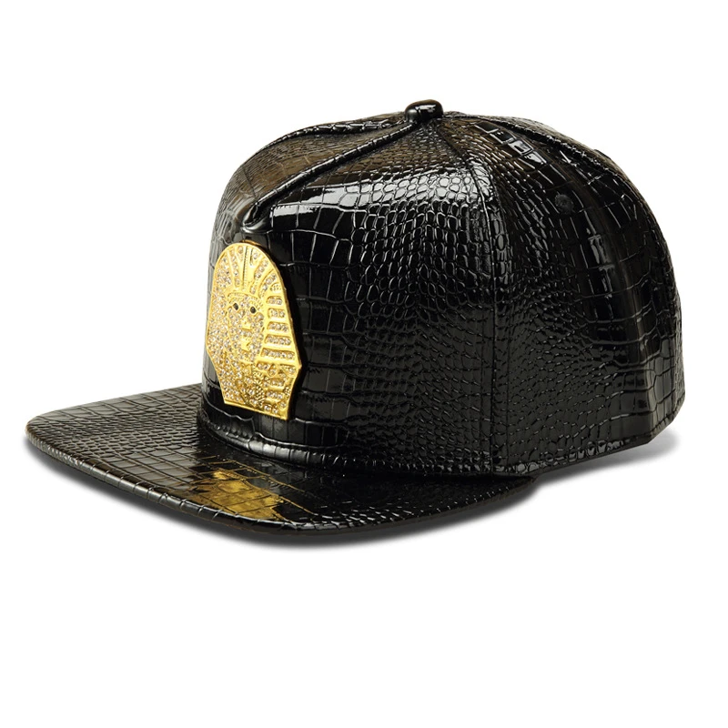 Панк стиль Золотой из искусственной кожи Фараона Аватар Логотип Бейсбол Шапки
