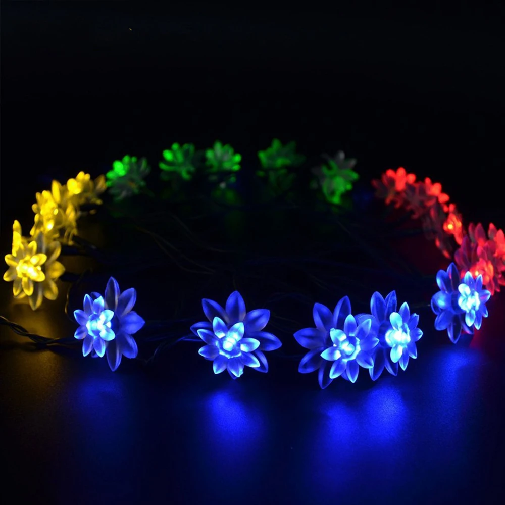 Tdrshine Солнечный свет строка 30LED открытый гирлянды двойной лотос огни Строка