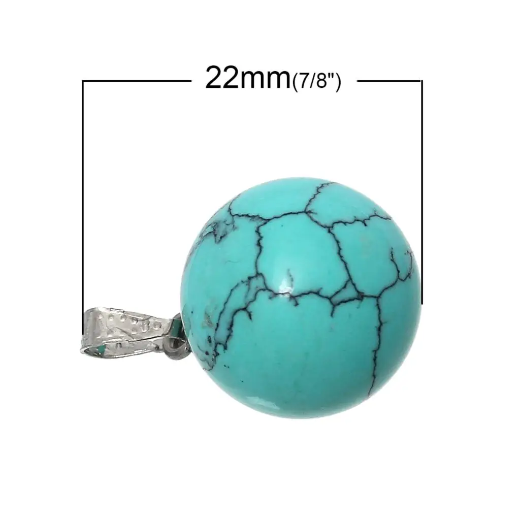 DoreenBeads созданная Подвеска из драгоценного камня подвески круглые синие 22 0 мм (7/8