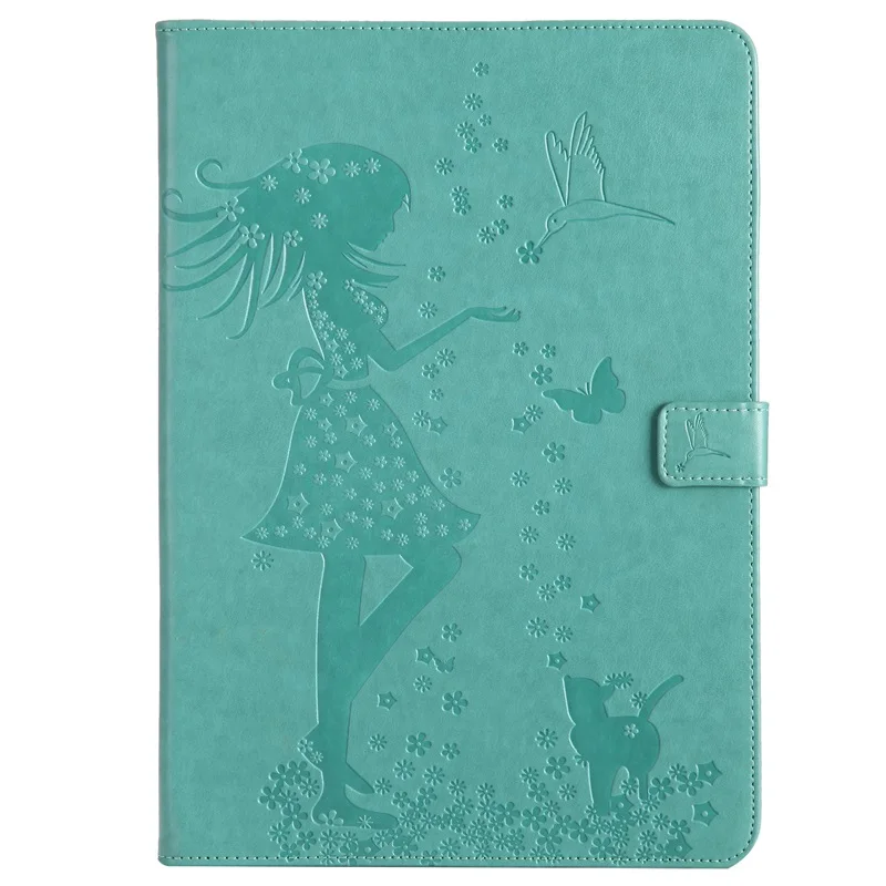 Планшет Funda для Apple iPad Pro 12,9 дюймов роскошный женский Кот кожаный, в виде бумажника, Магнитный флип-чехол с подставкой - Цвет: Зеленый