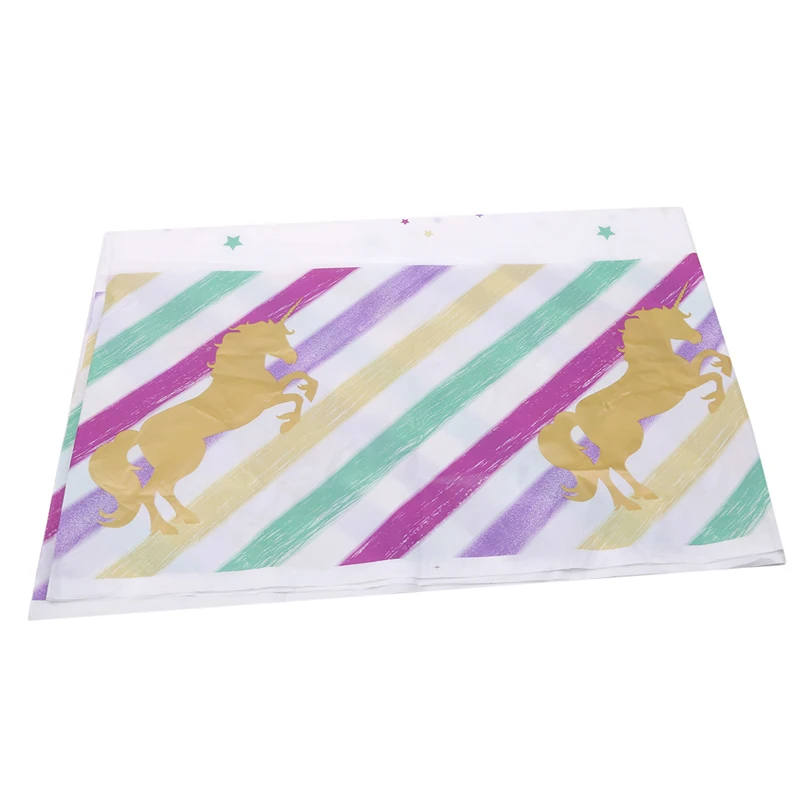 Gold Unicorn Disposable Birthday Party Supplies Set Babyshower Girls Gift Plastic Tablecloth Pull Flag | Дом и сад