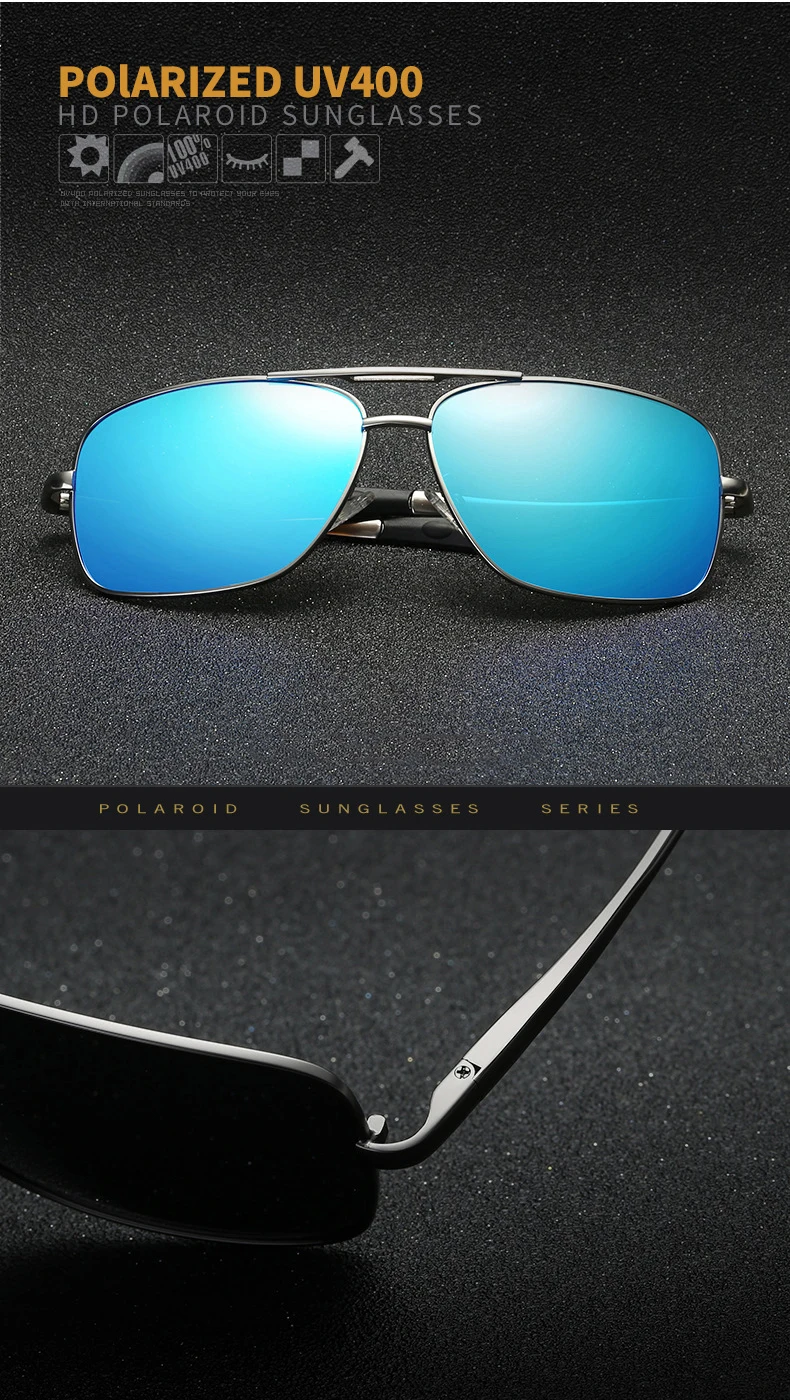 Winla Brand Design Classic Pilot Driving Polarized Sunglasses Men Eyewear Square Metal Frame Vintage Male Oculos UV400 WL8021